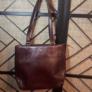 VINTAGE ETIENNE AIGNER LEATHER MAROON HANDBAG USED IMPERFECTIONS